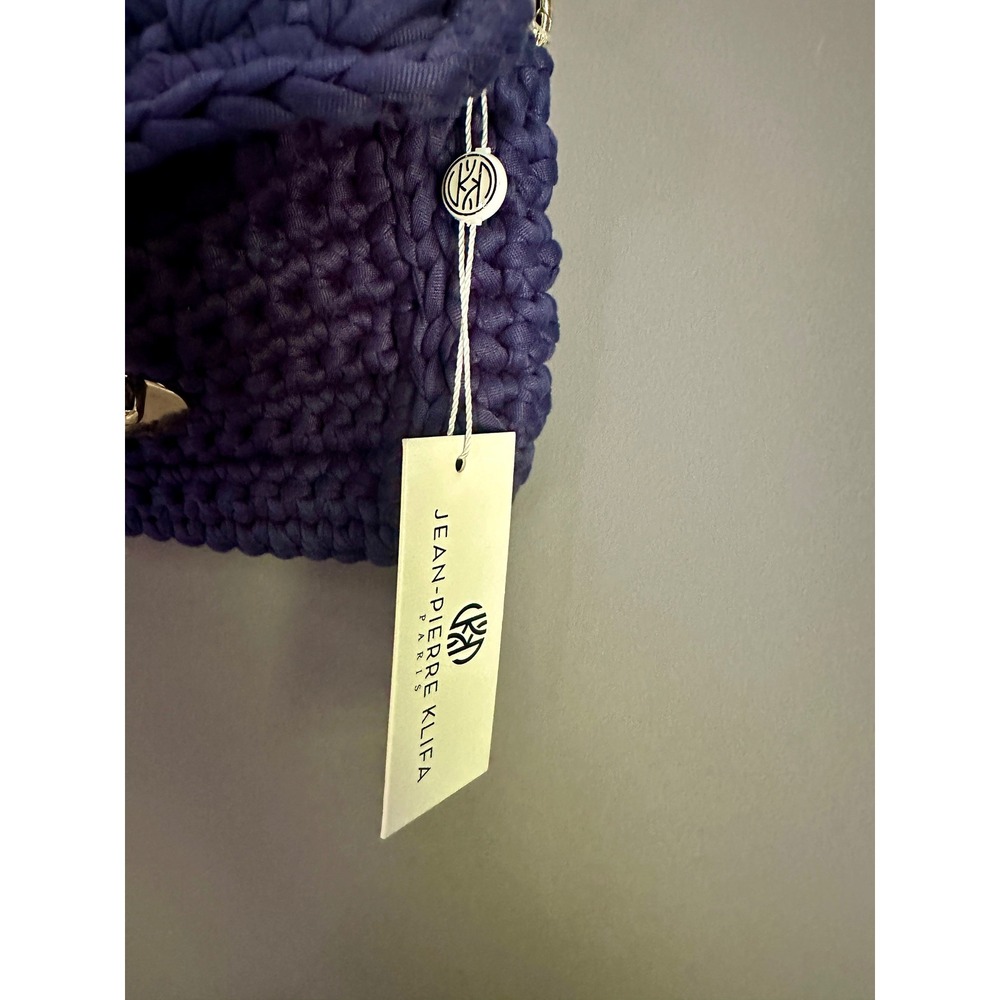 Jean-Pierre Klifa Navy Blue Crochet Crossbody Bag Tassel Guitar Strap NEW - Picture 3 of 8